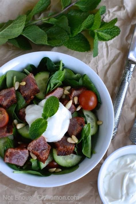 Mediterranean Lamb and Spinach Salad - Not Enough Cinnamon