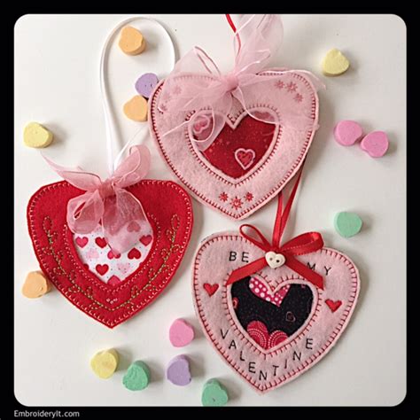 Machine Embroidery Reverse Applique Heart Ornaments - Embroidery It