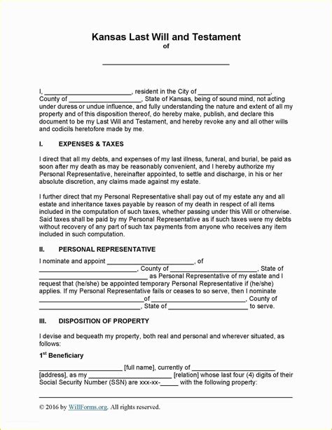 Free Will Writing Template Of Free Printable Examples Wills form ...