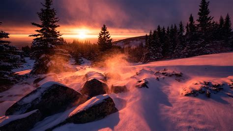 1920x1080 Winter Snow Sunset Laptop Full HD 1080P HD 4k Wallpapers, Images, Backgrounds, Photos ...