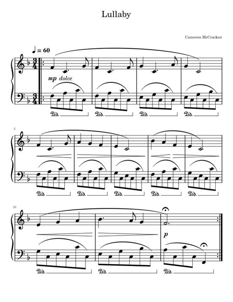 Lullaby Sheet music for Piano (Solo) | Download and print in PDF or MIDI free sheet music ...