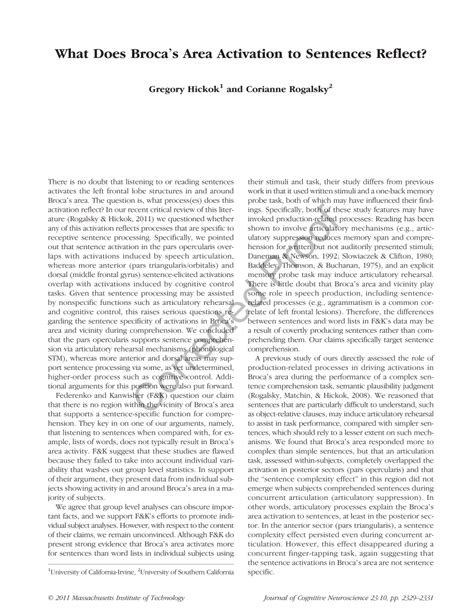 (PDF) What Does Broca's Area Activation to Sentences Reflect?