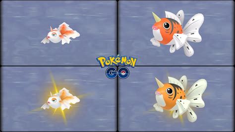 Pokemon Go: Evolving Normal & Shiny Goldeen into Normal & Shiny Seaking - YouTube