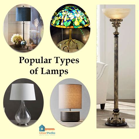 lamps with different types of lamps on them and the words popular types of lamps above them