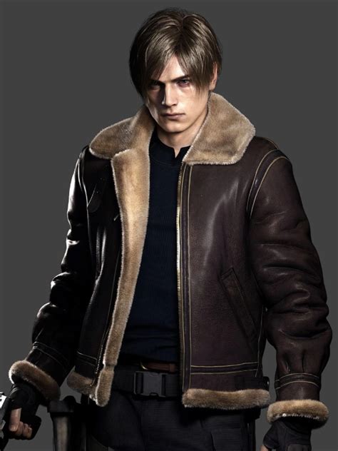 Leon Kennedy Shearling Leather Jacket | Resident Evil 4 Jacket