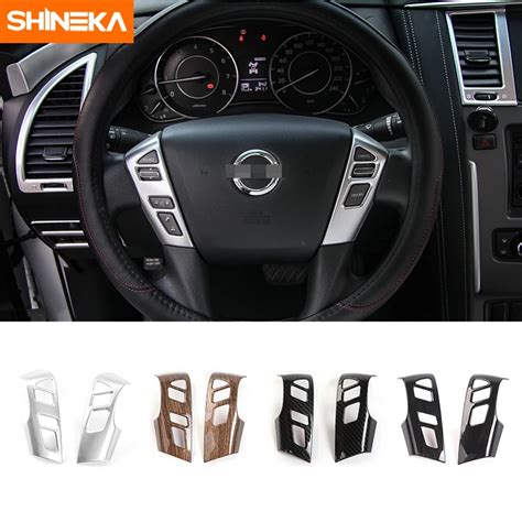 SHINEKA Interior Steering Wheel Decorative Cover Trim Frame for Nissan Patrol 2017+ Car ...