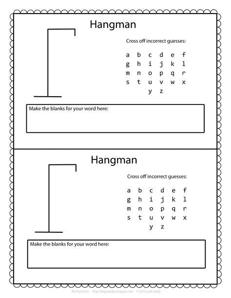 Printable Hangman Game Sheets