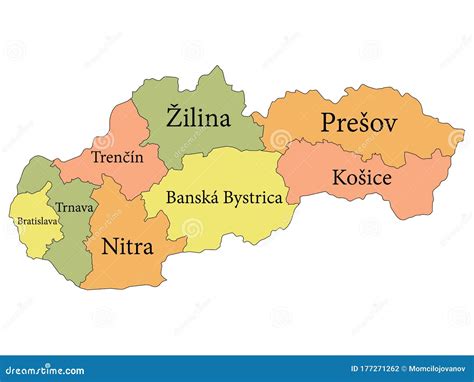 Regions Map of Slovakia stock vector. Illustration of collection - 177271262