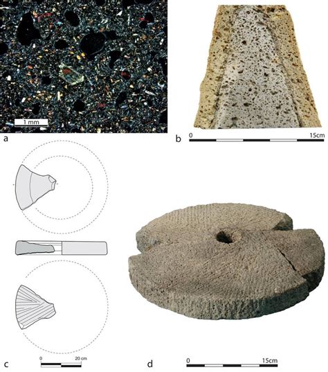 Volcanic rock, "basalt"-like lava. a) Micrograph of thin section ...