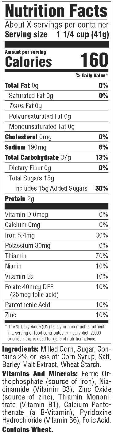 Frosted Flakes Cereal Nutrition Label | Images and Photos finder