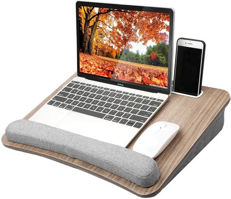 Lap Laptop Desk with Pillow Cushion- Fits up to 15.6 inch Laptop,Brown ...