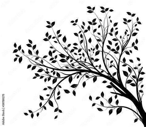 tree branches silhouette isolated white background Stock Vector | Adobe ...