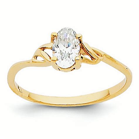 Ring Birthstone - 14K Gold 4 MM White Topaz April Birthstone Ring, Size 7 - Walmart.com ...