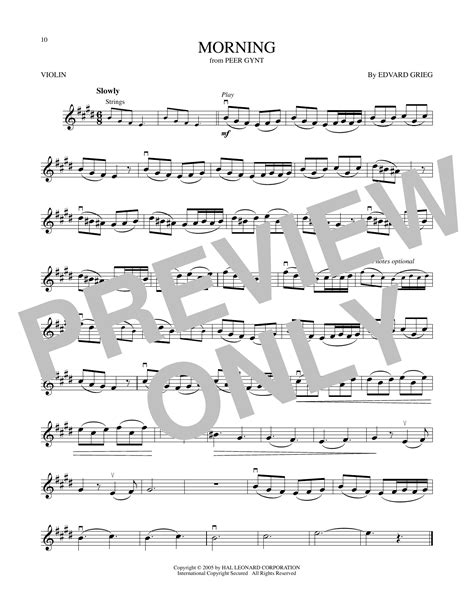 Morning by Edvard Grieg Sheet Music for Violin PlayAlong at Sheet Music Direct