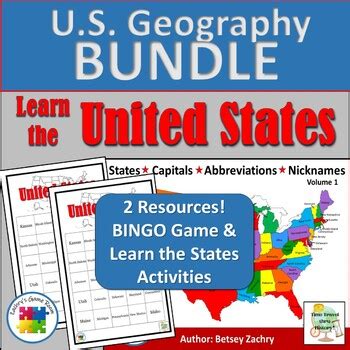 US Geography - Learn the US States Bundle - Activites and BINGO Game