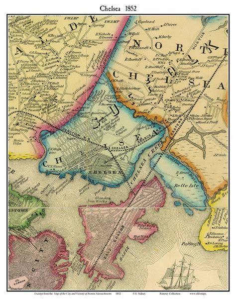 Chelsea, Massachusetts 1852 Old Town Map Custom Print - Boston Vicinity ...