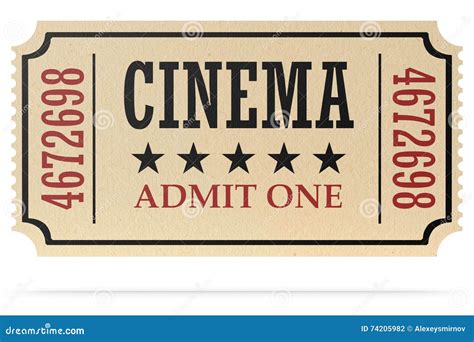 Retro Cinema Ticket Isolated with Shadow Stock Illustration - Illustration of ticket, entry ...