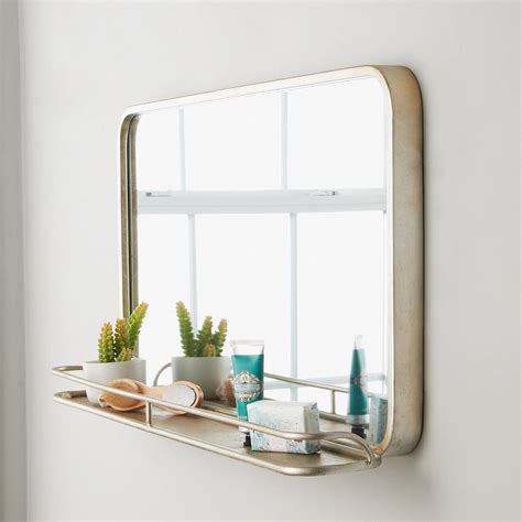 Great Large Mirror With Shelf Tempered Glass Shelves Floating Nightstand