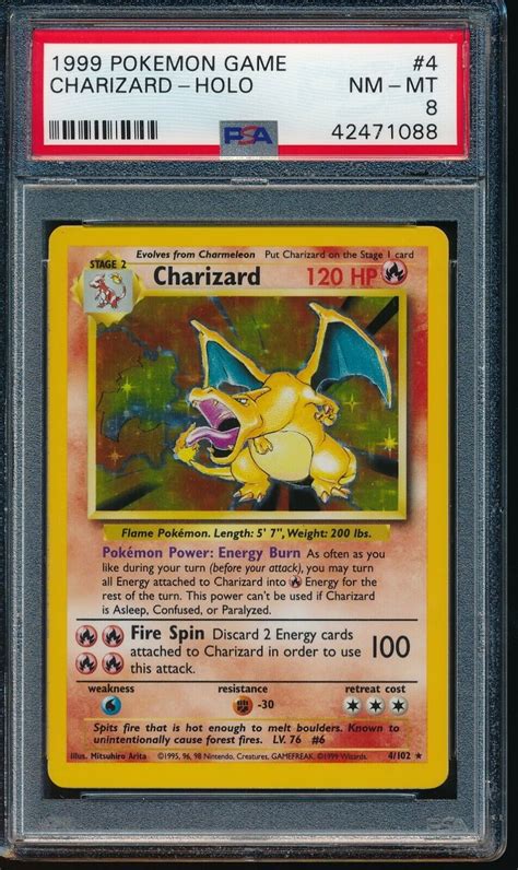 Vintage BASE SET 1999 Pokemon Charizard Holo PSA 5 GRADED ...