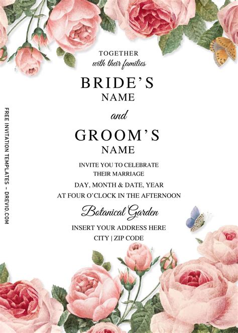 Free Peach Flower Wedding Invitation Templates For Word | Download Hundreds FREE PRINTABLE ...