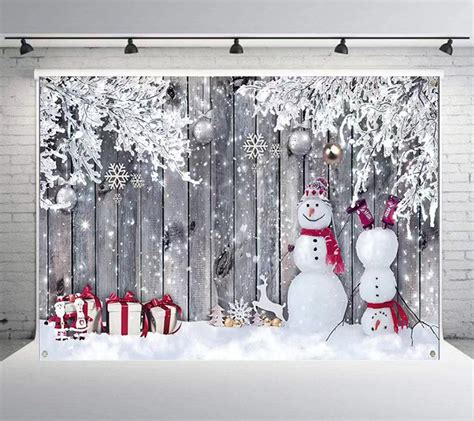 Winter Snow Scene Photography Backdrop White Snow Scene Snowman ...