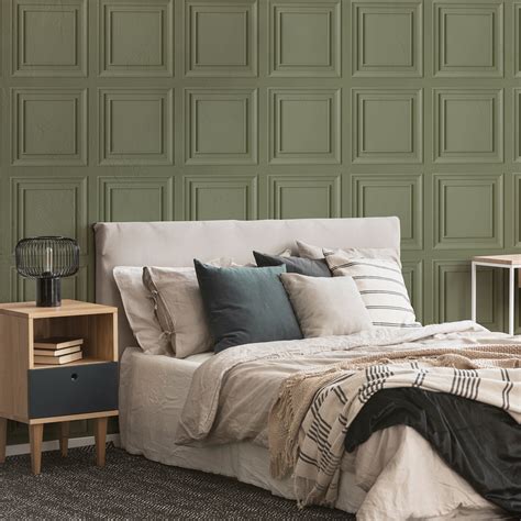 Sage Green Wood Panel Wallpaper - Fresco - Furniture123