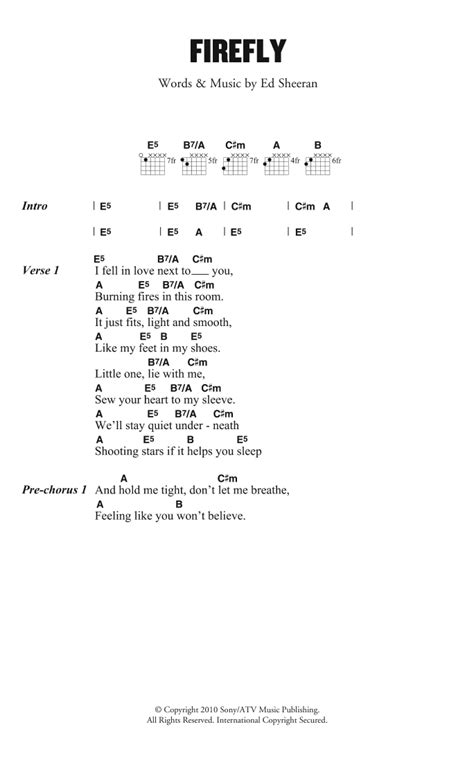 Firefly by Ed Sheeran - Guitar Chords/Lyrics - Guitar Instructor