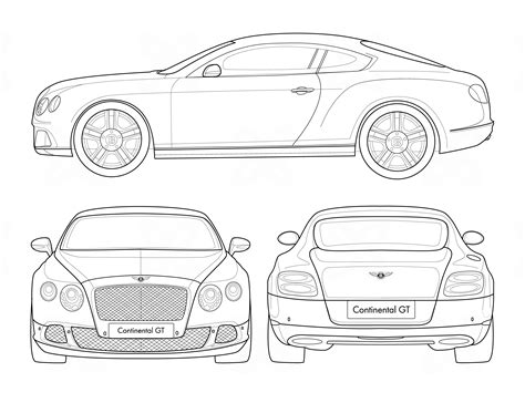 Bentley Continental GT 2011 Blueprint - Download free blueprint for 3D modeling