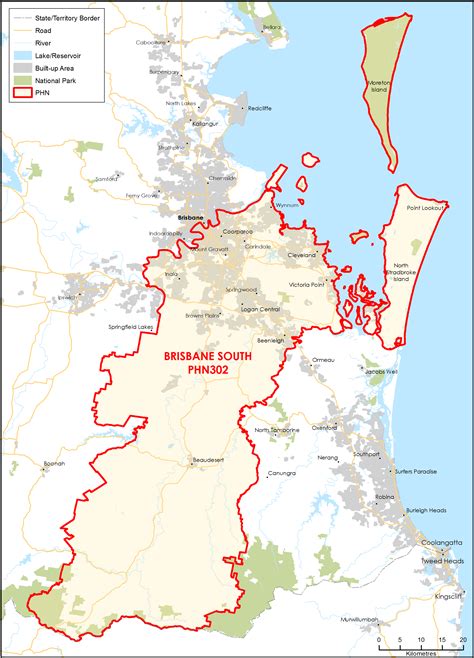 Brisbane South (Qld) Primary Health Network (PHN) map – topographic | Australian Government ...