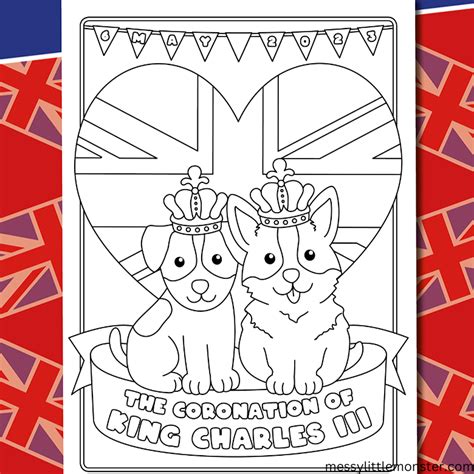 Free printable King Charles III Coronation Colouring Pages - Messy Little Monster