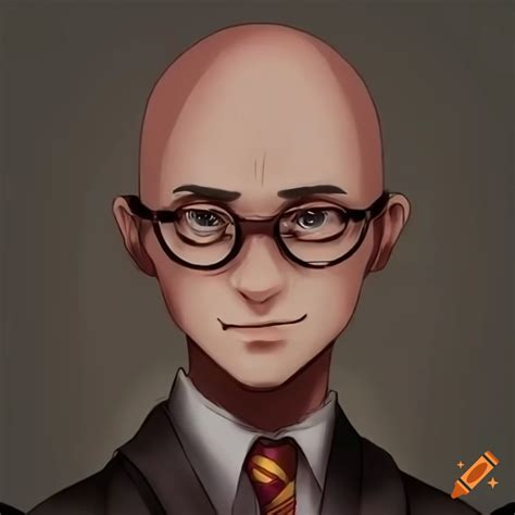 Cartoon depiction of a smiling bald man with glasses