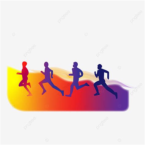 Marathon Running Silhouette Vector PNG, Color Silhouettes Of Running ...