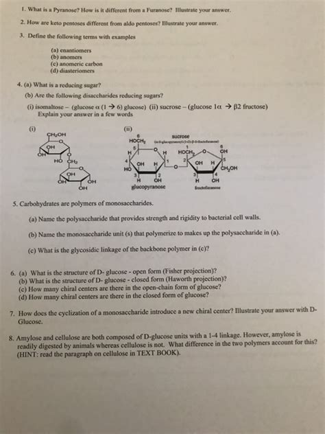 Solved: I. What Is A Pyranose? How Is It Different From A ... | Chegg.com