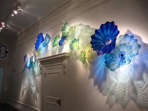 Sea Style Crystal Blue Color Spa Wall Decor Chihuly Art Blown Glass Wall Plates -in LED Indoor ...