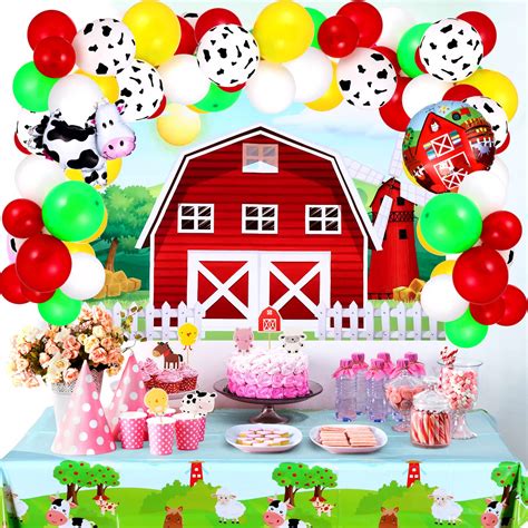 Buy Farm Animals Theme Party Decorations, Farm Animal Barn Backdrop ...