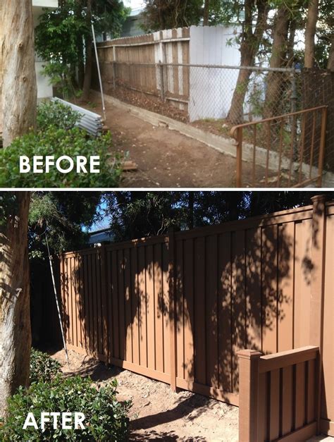 Before and After: Replacing an old chain link fence with Trex privacy fencing. Installed by Borg ...