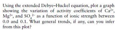 Solved Using the extended Debye–Huckel equation, plot a | Chegg.com