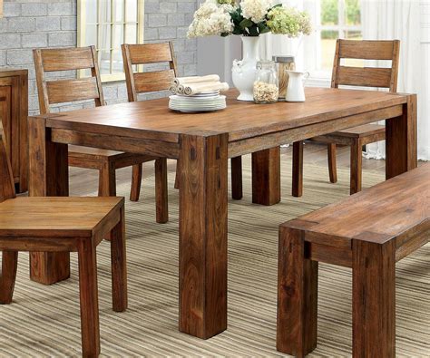 Dark Oak Dining Table with Chairs and Bench