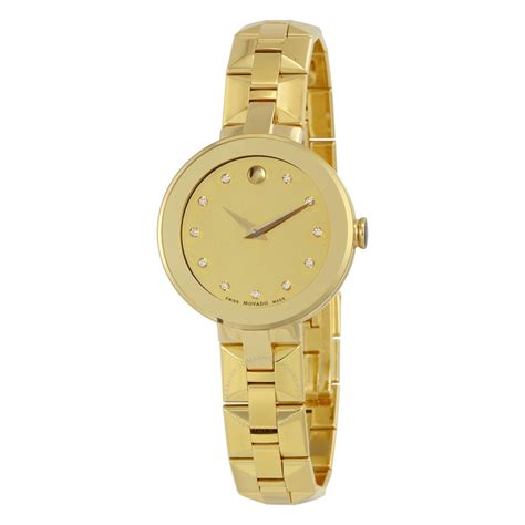 Movado Sapphire Gold Diamond Dial Ladies Watch 0606912 - Watches, Sapphire - Jomashop