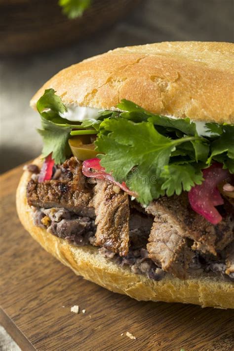 Homemade Mexican Beef Torta Sandwich Stock Photo - Image of fast, pork: 115383748