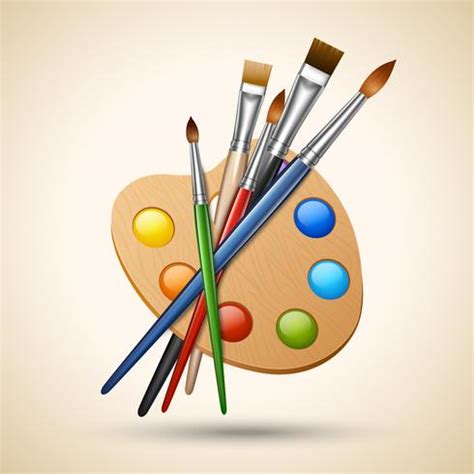 Palette with paint brushes 455038 Vector Art at Vecteezy