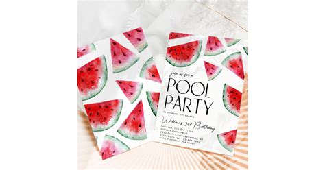 Watermelon Pool Party Birthday Invitation | Zazzle