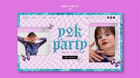 Free PSD | Retro y2k fashion landing page template