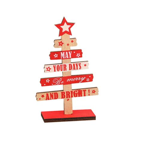 Dengmore Desktop Decoration Mini Christmas Tree Christmas Tree Ornaments Colorful Wooden Cutout ...