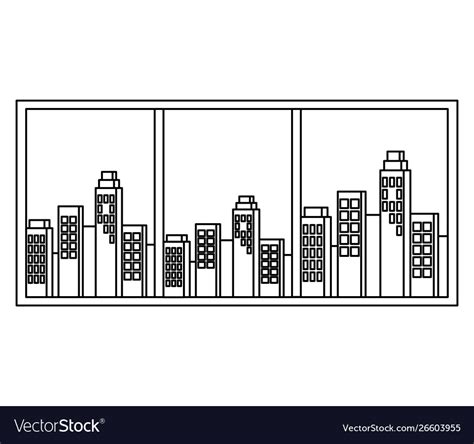 Window with cityscape view scene Royalty Free Vector Image