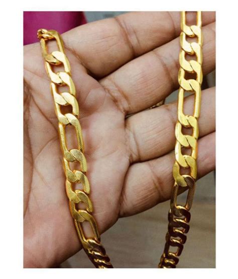 Gold Plated Neck Chain for men Daily Wear 22 Inch 10 mm Figaro: Buy Gold Plated Neck Chain for ...