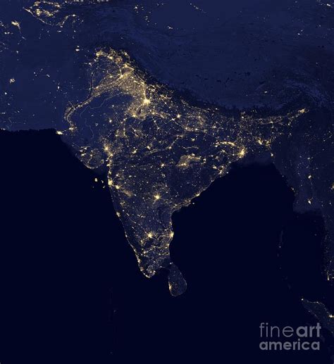 India At Night Satellite Image Photograph by Nasa