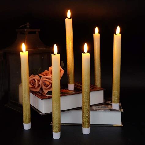 LED Flickering Candles with 6 Hours Timer 6 pcs Set | Led taper candles, Christmas window ...