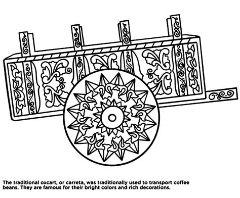 Costa Rica Oxcart Coloring Page - Free Printable Coloring Pages for Kids
