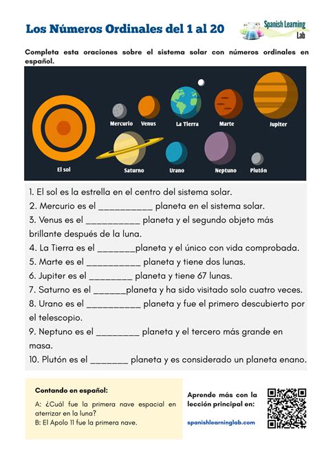 Numeros Ordinales Worksheet